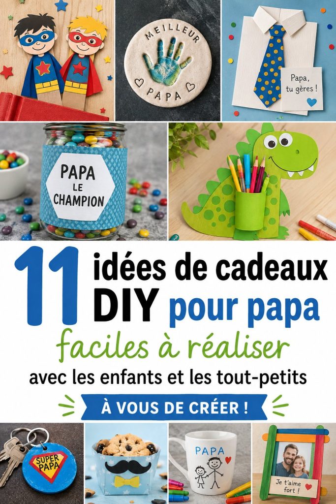 Un enfant présente fièrement un cadeau fait main pour son père