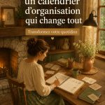 Une mère et ses enfants utilisant un calendrier pour organiser des activités familiales.