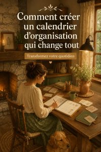 Une mère et ses enfants utilisant un calendrier pour organiser des activités familiales.