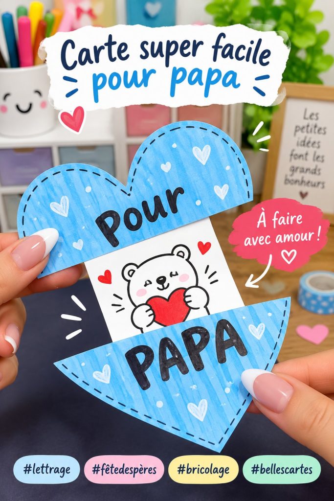 Carte DIY colorée faite main pour célébrer la fête des pères.