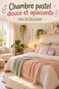 Chambre aux murs pastel, décor chaleureux et apaisant