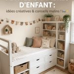 Chambre d'enfant décorée avec des éléments créatifs et fonctionnels.