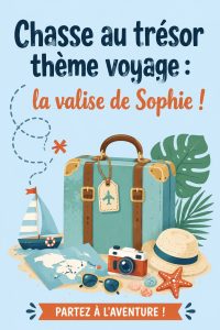 Chasse au trésor sur le thème du voyage avec la valise de Sophie, un jeu amusant pour toute la famille.