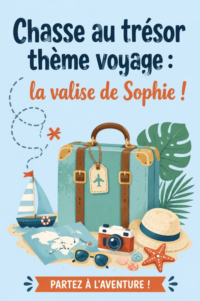 Chasse au trésor sur le thème du voyage avec la valise de Sophie, un jeu amusant pour toute la famille.