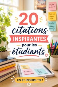 Un collage de citations motivantes pour étudiants sur un fond inspirant.