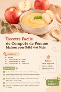 Compote de pommes maison pour bébé dans un bol sur une table