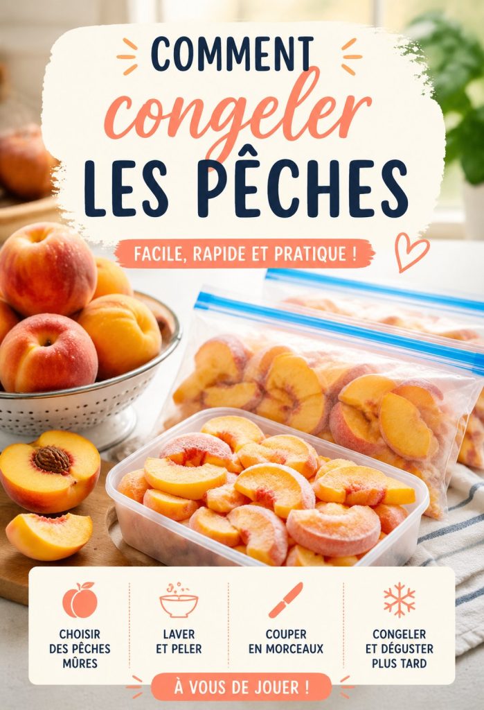 Une assiette de pêches fraîches prêtes à être congelées pour conserver leur saveur.
