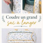 Un grand sac à langer en tissu coloré, parfait pour les sorties avec bébé.