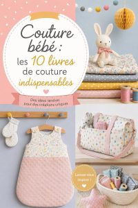 Couverture d'un livre de couture pour bébé avec des motifs adorables.