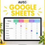Capture d'écran d'une checklist dans Google Sheets, montrant des cases à cocher et une mise en forme personnalisée.