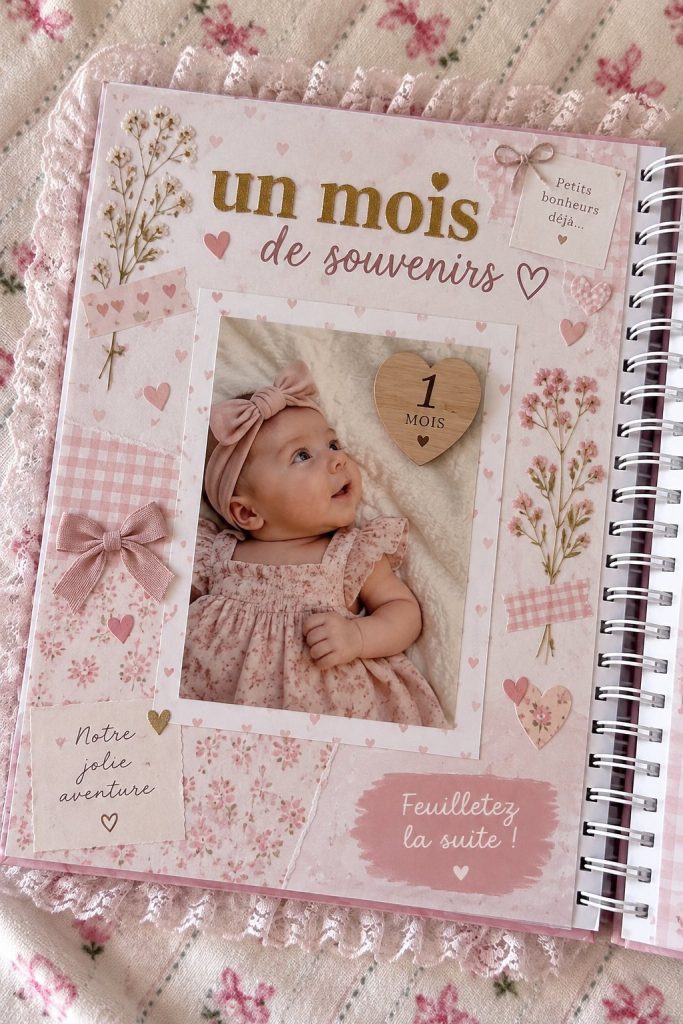 Un exemple de scrapbook coloré rempli de souvenirs de famille