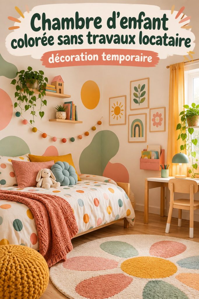 Chambre d'enfant colorée avec des meubles vibrants et un décor ludique