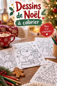 Enfants coloriant des dessins de Noël joyeux et créatifs