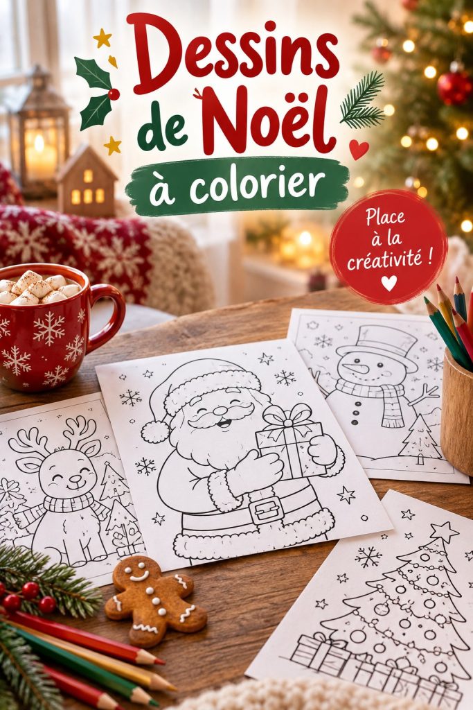 Enfants coloriant des dessins de Noël joyeux et créatifs