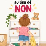 Un parent souriant échange avec son enfant à l'aide de phrases positives.