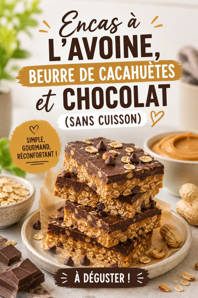 Gourmandes bouchées à l'avoine, beurre de cacahuète et chocolat sur un plateau