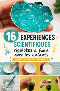Un enfant réalise une expérience scientifique amusante avec un adulte, entouré de matériel éducatif.
