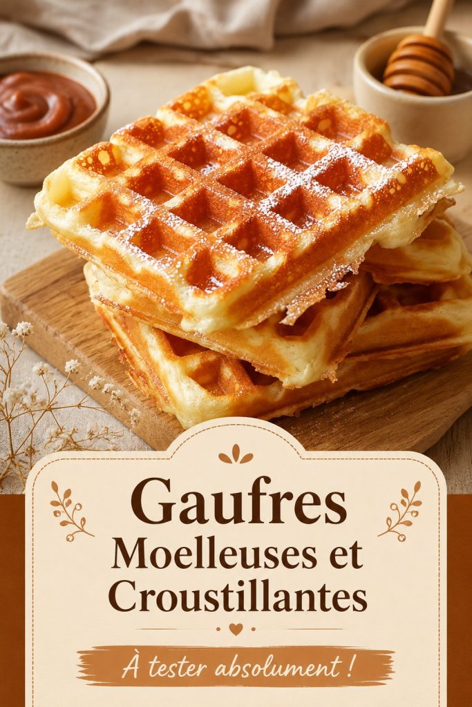 Gaufres dorées et croustillantes sur une assiette, prêtes à être dégustées.