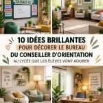 Bureau conseiller scolaire décoré et accueillant avec des couleurs vives.