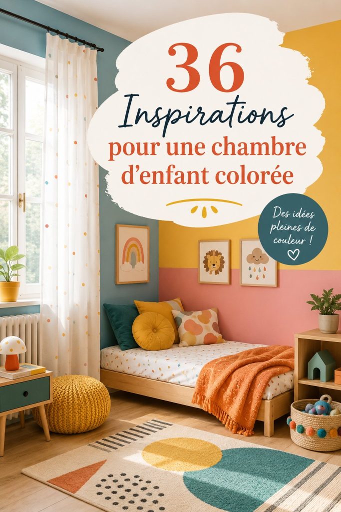 Chambre d'enfant colorée avec des murs peints et des accessoires vifs