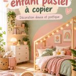 Chambre d'enfants décorée en couleurs pastel, avec des murs doux et des accessoires charmants.