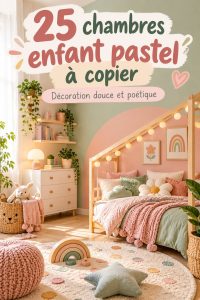 Chambre d'enfants décorée en couleurs pastel, avec des murs doux et des accessoires charmants.