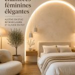 Chambre élégante avec des éléments modernes et chaleureux, idéale pour femmes