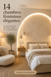 Chambre élégante avec des éléments modernes et chaleureux, idéale pour femmes