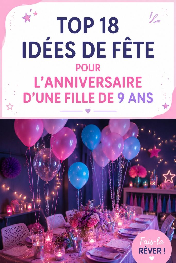 Fête d'anniversaire pour une fille de 9 ans avec décoration colorée et jeux amusants
