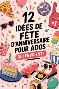 Thème de fête d'anniversaire pour adolescents décoré de ballons et accessoires colorés.
