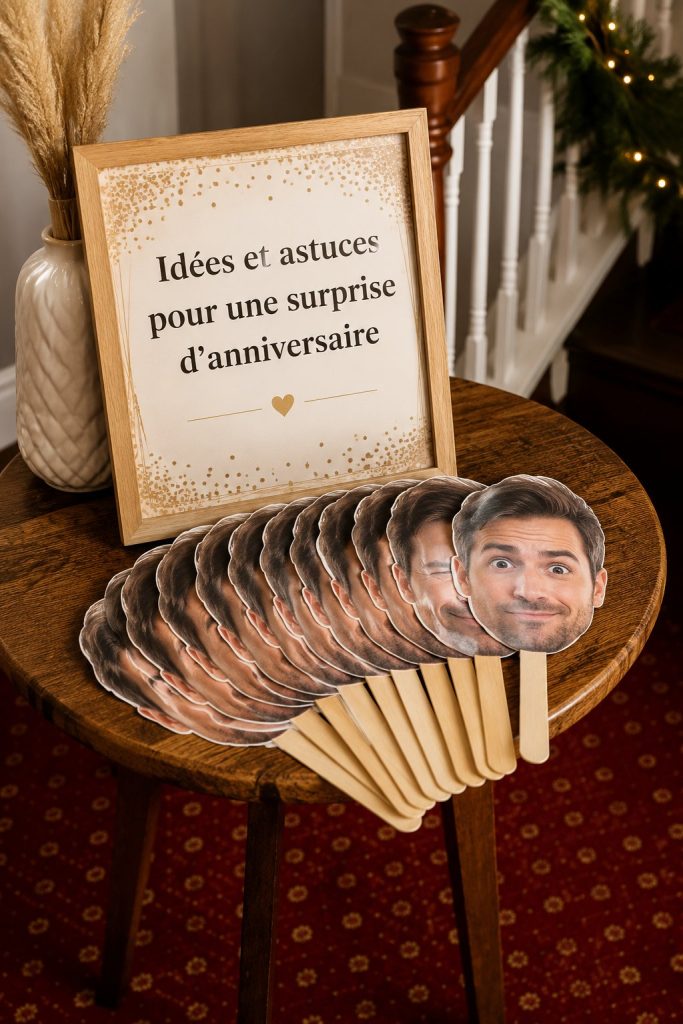 Une célébration de fête surprise avec des ballons et un gâteau d'anniversaire coloré.