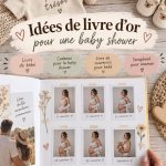 Un livre d'or personnalisé pour une baby shower avec des photos et des messages de vœux.