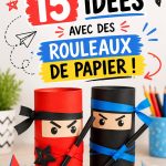 Un ensemble d'objets décoratifs créés à partir de rouleaux de papier recyclés.