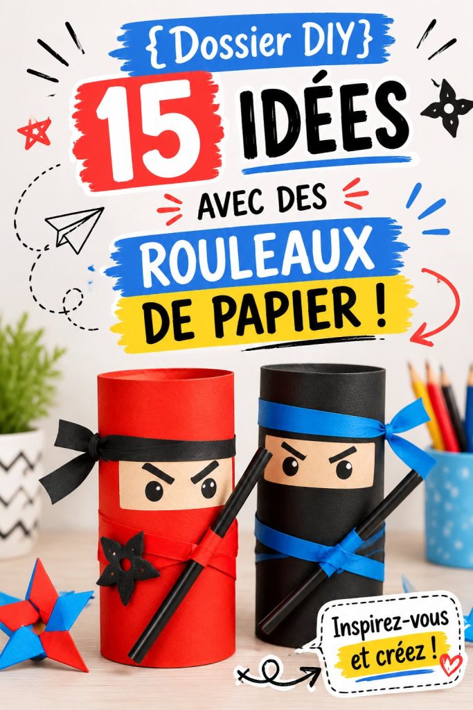 Un ensemble d'objets décoratifs créés à partir de rouleaux de papier recyclés.