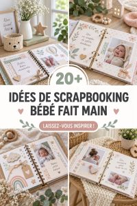 Un scrapbook de bébé décoré avec des photos et des embellissements colorés