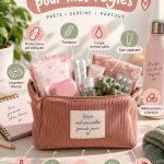 Trousse de règles ouverte avec des produits essentiels pour le confort féminin