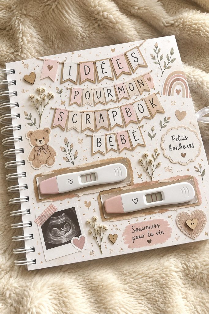 Un beau scrapbook rempli de souvenirs précieux de bébé.