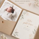 Invitation de naissance en kraft avec des éléments en cuivre