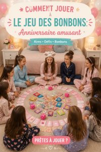 Jeu du candy bar avec divers bonbons colorés pour une fête d'anniversaire amusante.