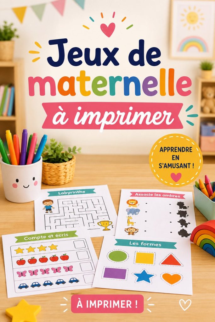 Un enfant en train de colorier un jeu de maternelle à imprimer