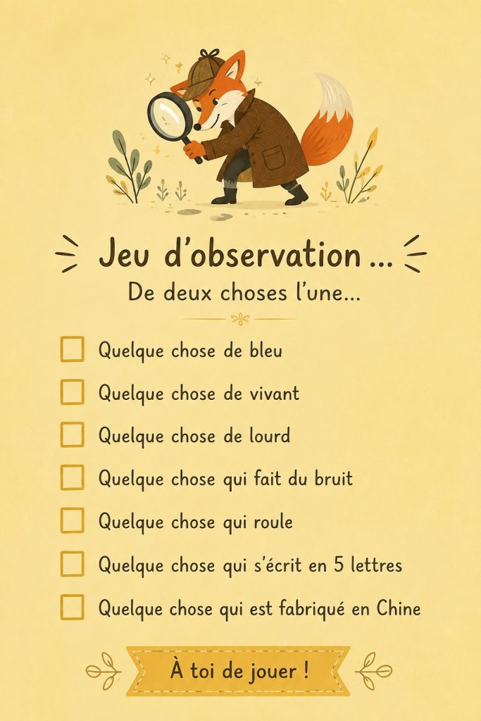 Un enfant jouant à un jeu d'observation avec concentration, illustrant le plaisir de l'apprentissage actif.