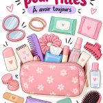 Kit d'urgence coloré pour jeunes filles, plein de contenus utiles et stylés.