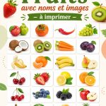 Liste de fruits à imprimer avec illustrations colorées pour enfants