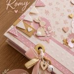 Couverture du livre de naissance Romy, décorée avec des motifs doux et colorés.