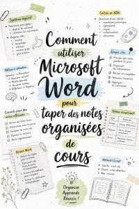 Étudiant utilisant Microsoft Word pour organiser ses notes