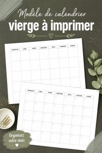 Modèle de calendrier vierge à imprimer pour une meilleure organisation familiale.