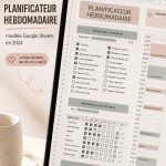 Modèle de planification hebdomadaire sur Google Sheets montrant une interface claire et organisée
