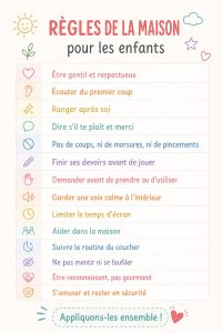 Modèle de règles de maison colorées pour enfants, ludique et engageant