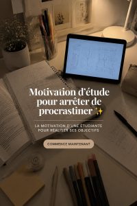 Un étudiant motivé travaillant sur son projet scolaire sans procrastination.