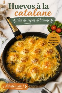 Œufs à la catalane préparés et garnis, prêts à être dégustés.